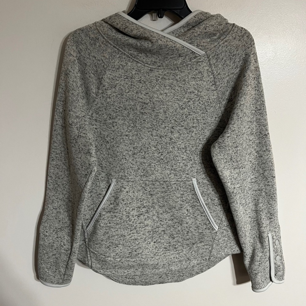 Champion C9 Womens Heather Grey Crossover Neck Hoodie Sweatshirt Snap Cuff Small